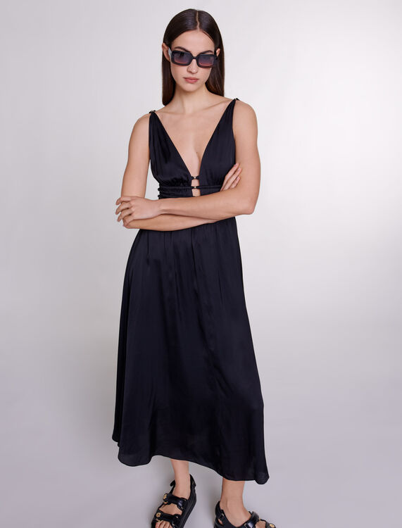 Openwork satin-effect dress - Dresses - MAJE