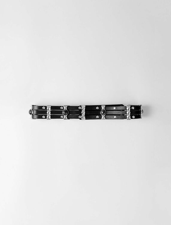 High-waisted leather belt with metal - Other Accessories - MAJE