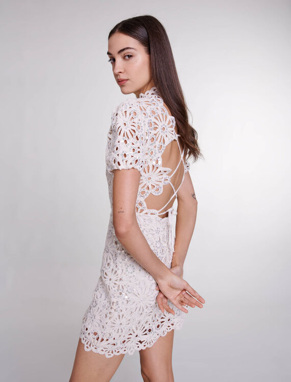 Crochet and sequin backless dress -  - MAJE