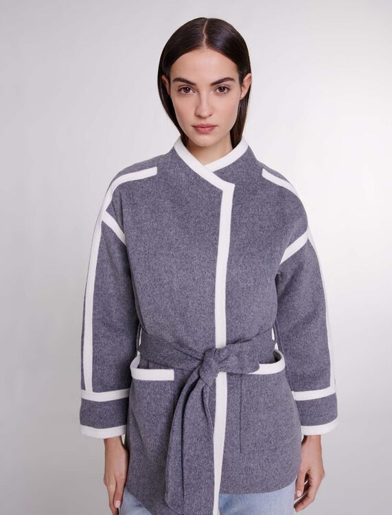 Short two-tone coat - Coats - MAJE
