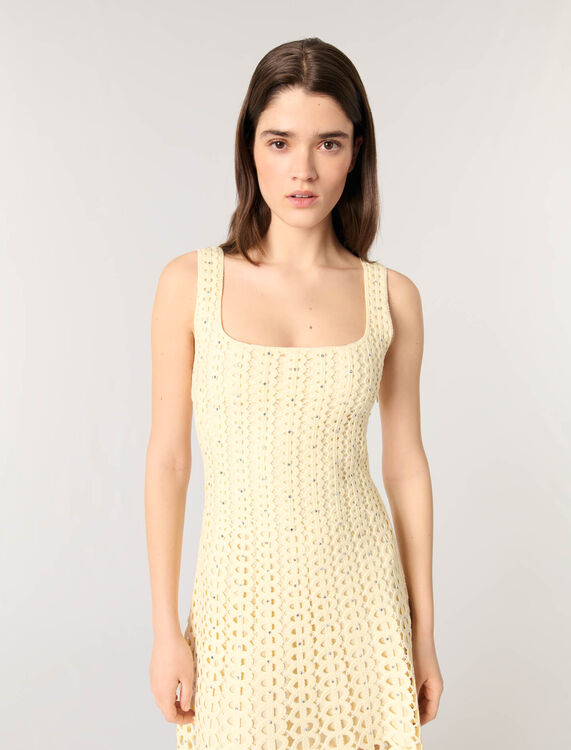 Rhinestone crochet midi dress - Dresses - MAJE