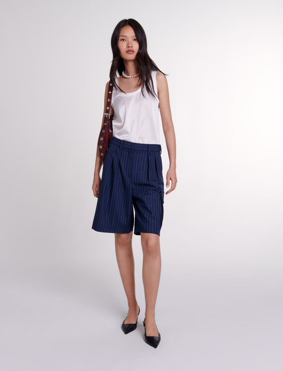 Striped Bermuda shorts : Fall-Winter Collection color Navy tennis stripe