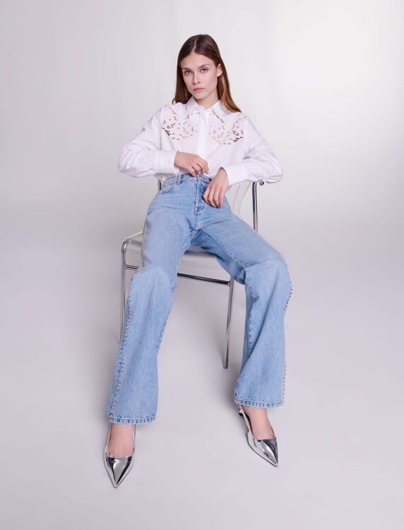 Wide-leg studded jeans - Trousers & Jeans - MAJE