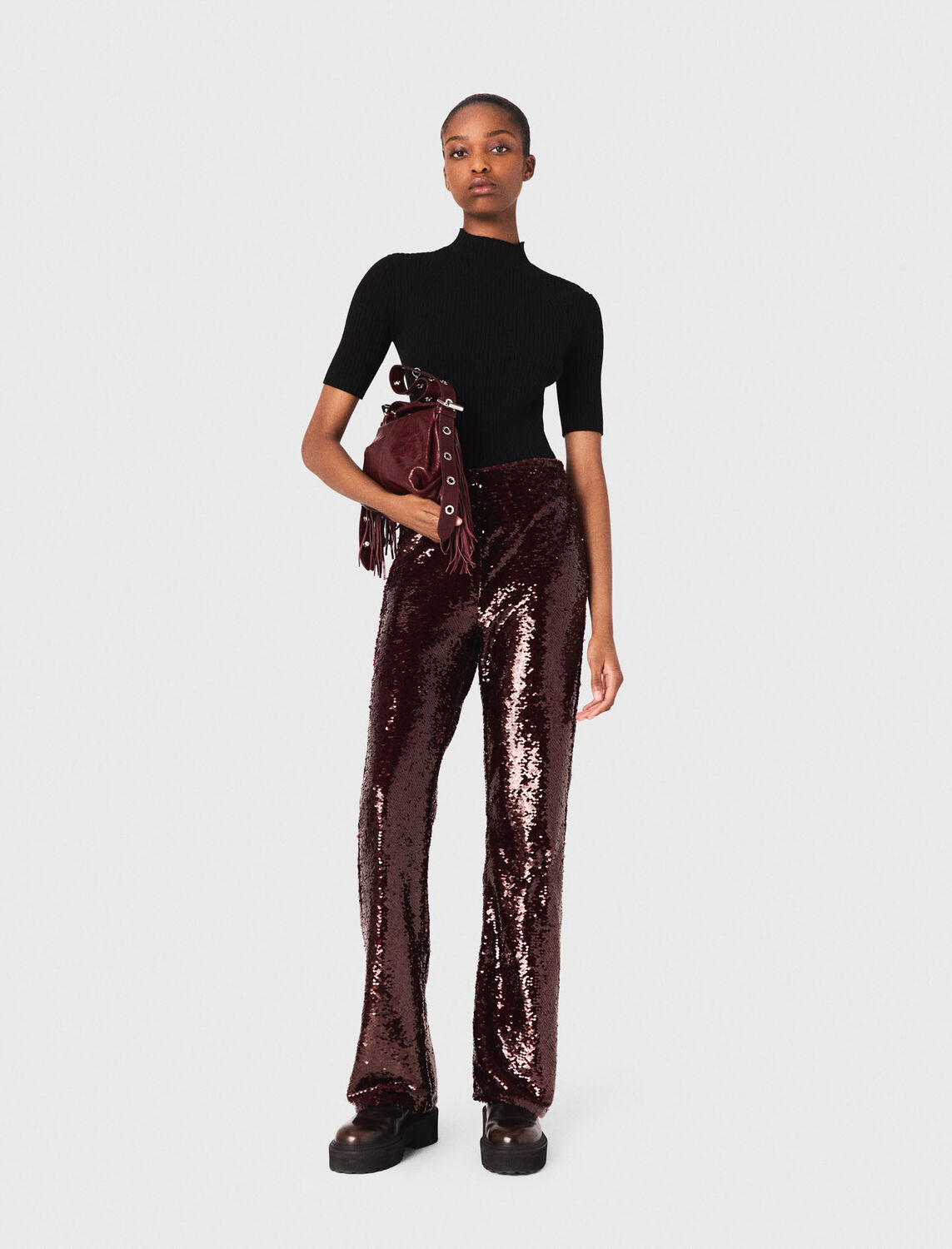 Sequin-embroidered trousers - Trousers & Jeans - MAJE