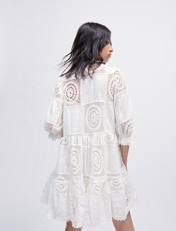 Voile and crochet dress - Dresses - MAJE