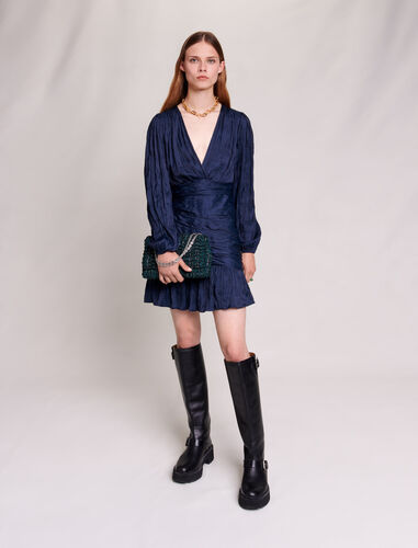 Short draped dress : Dresses color Navy