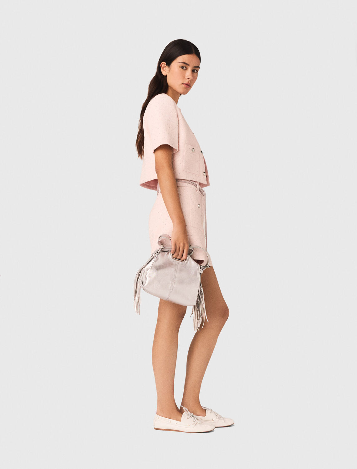 Short-sleeved tweed jacket - Blazers & Jackets - MAJE