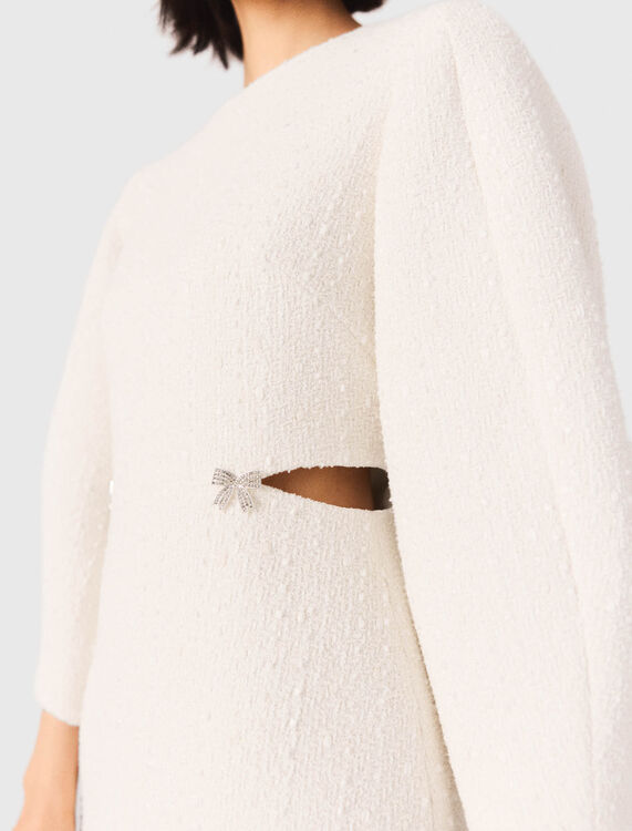 Short balloon-sleeve tweed dress - Dresses - MAJE