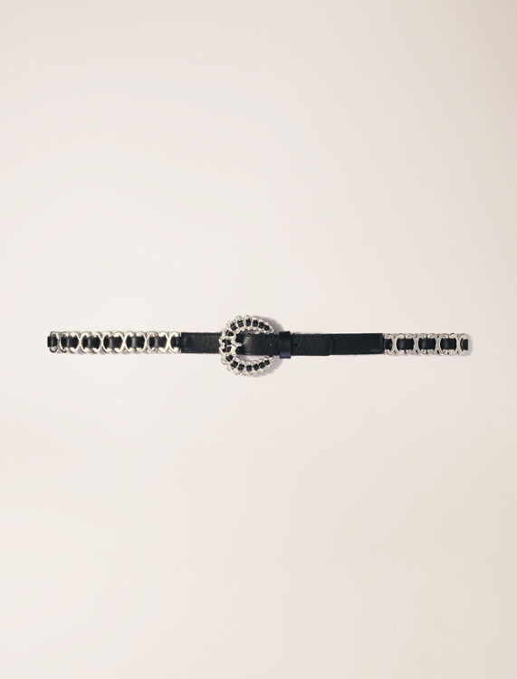 Mixed jewellery buckle chain belt : Belts color Black