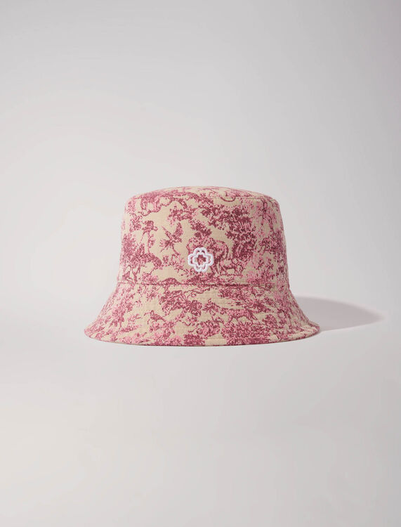 Patterned cotton bucket hat : Qixi Collection color Pink jungle canvas