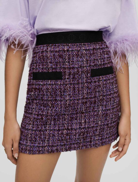 Contrasting purple tweed skirt - Skirts & Shorts - MAJE