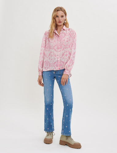 Paisley-print floaty blouse : Tops color Pink cashmere