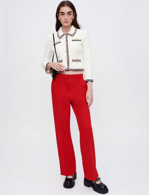 Red wide-leg tailored trousers : Trousers & Jeans color 