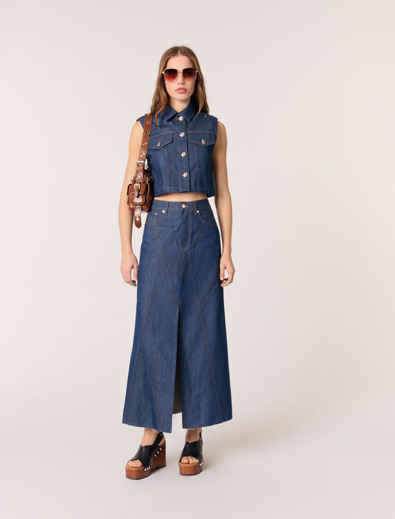 Denim cropped jacket : Blazers & Jackets color Navy