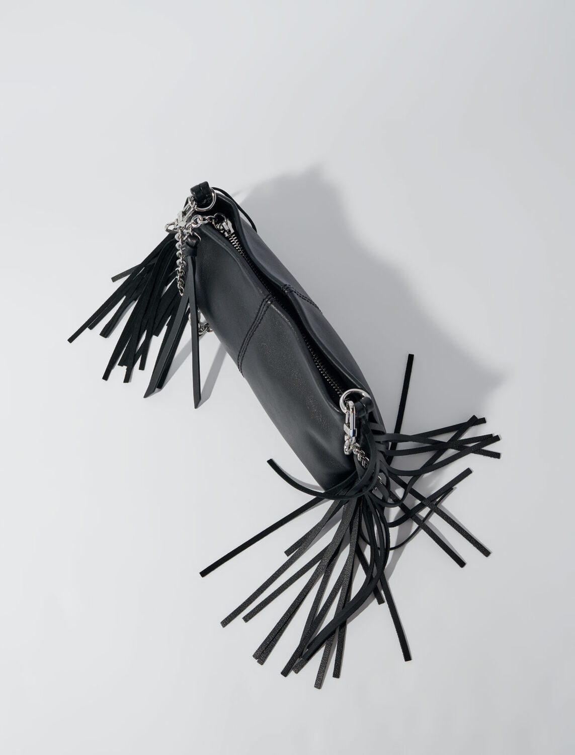 Miss M plain leather clutch bag : Shoulder bags color Black