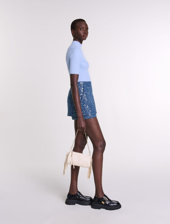 Cotton and silk ribbed top : Sweaters & Cardigans color Ecru