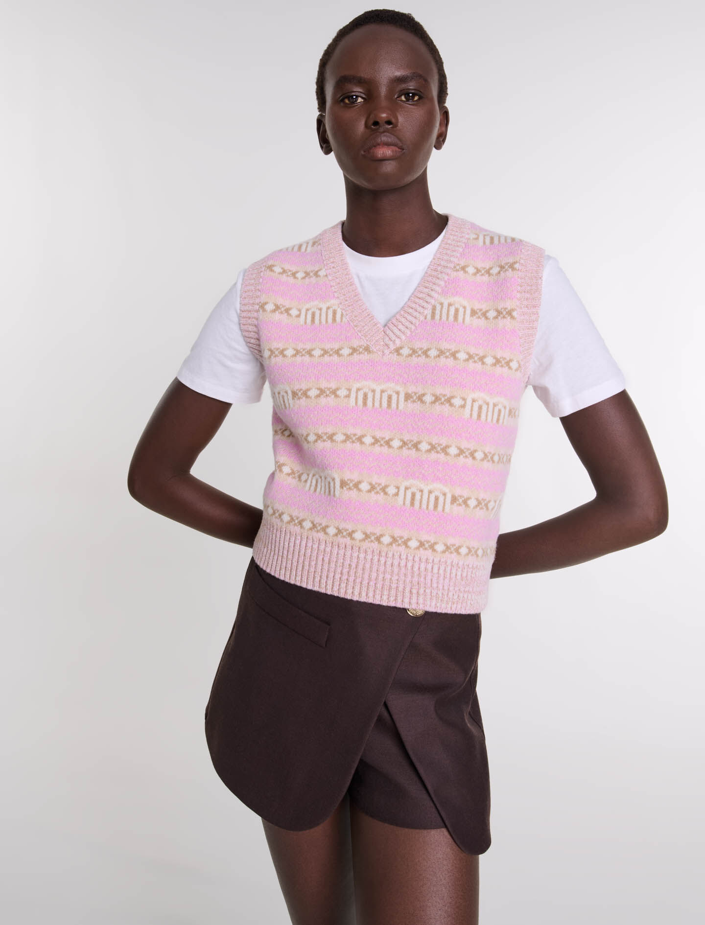 124MACARY Sleeveless jacquard jumper - Sweaters & Cardigans - Maje.com