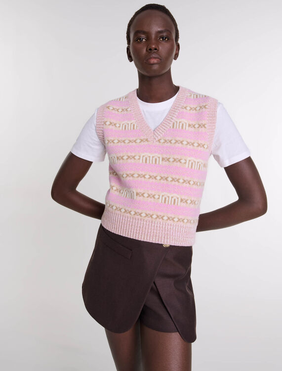 Sleeveless jacquard jumper - Fall-Winter Collection - MAJE