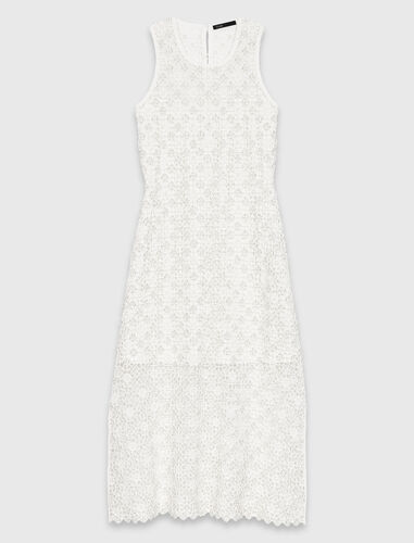 Rhinestone crochet maxi dress : Dresses color White