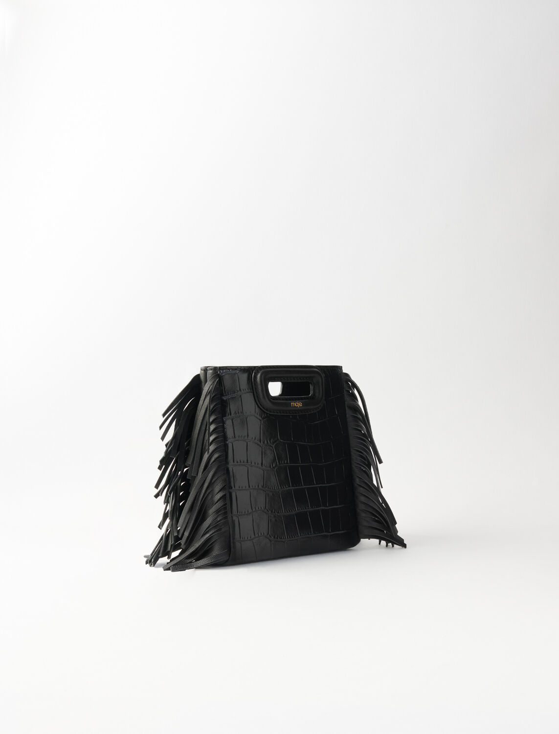 Mini embossed-leather M bag with chain - Bags - MAJE
