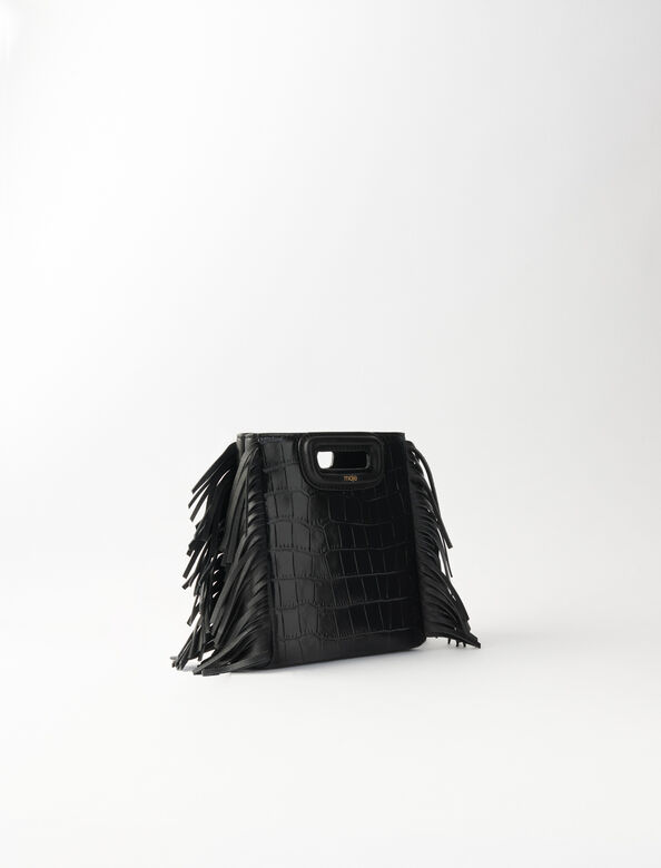 Mini embossed-leather M bag with chain : M Bag color Black