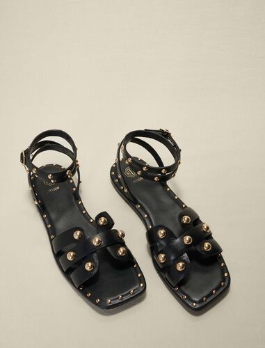 Studded leather sandals : Sling-Back & Sandals color Camel