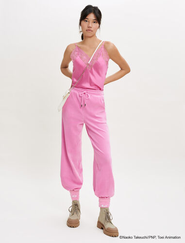 系带运动风长裤 : Trousers & Jeans 顏色 粉色/PINK