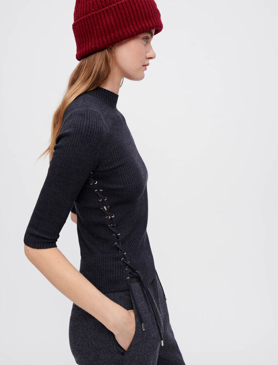 Close-fitting jumper with silver eyelets - Cardigans & Sweaters - MAJE