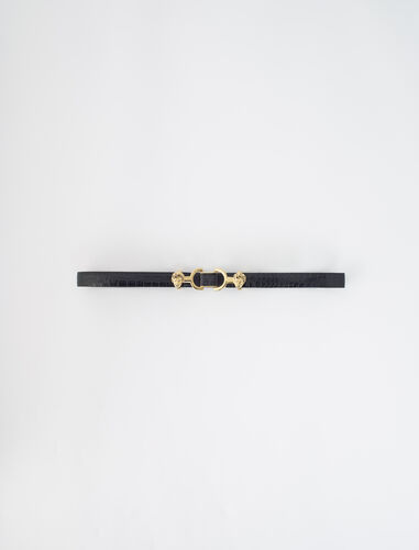 Thin leather belt with lion bit : All Gift Ideas color Black
