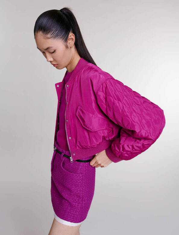 Short bomber jacket : Blazers & Jackets color Fuchsia pink