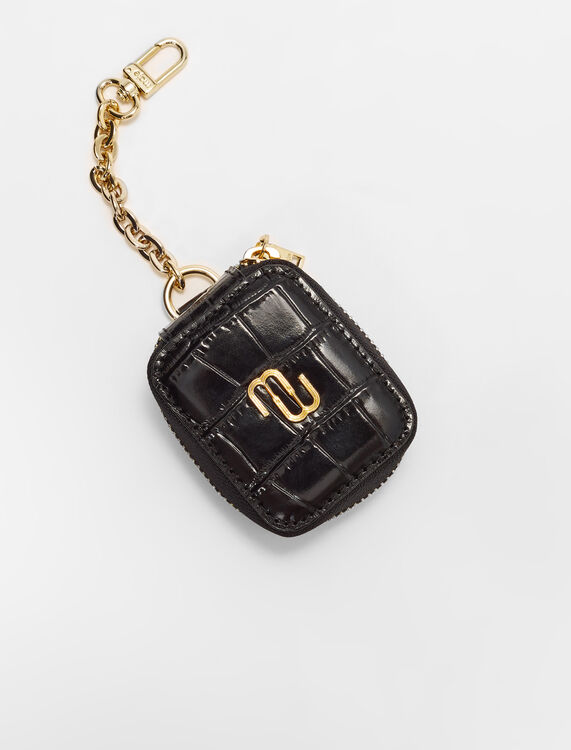 Embossed leather earphone case -  - MAJE