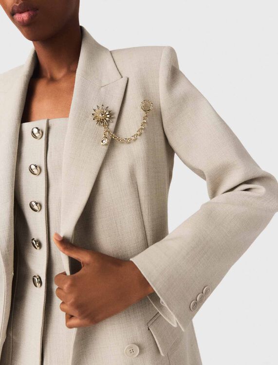 Suit jacket with brooch - Blazers & Jackets - MAJE