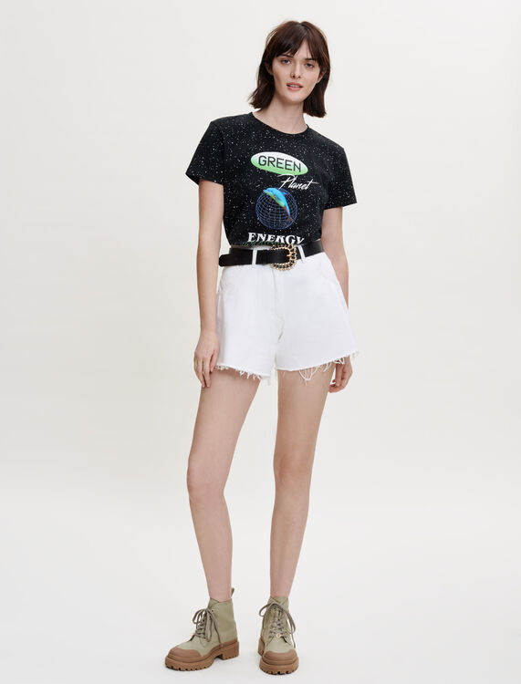 Wide screen-printed T-shirt - Up to 60% off - MAJE