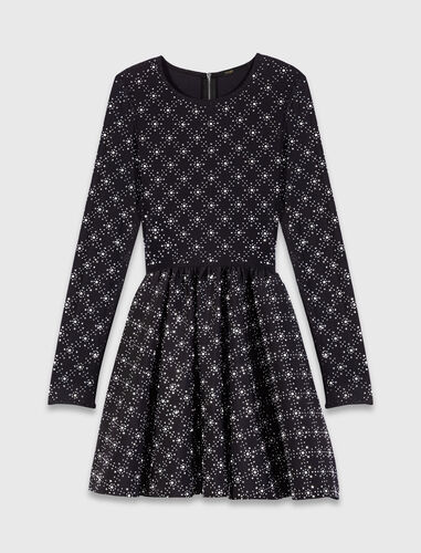 Pearl and rhinestone skater dress : Dresses color Black