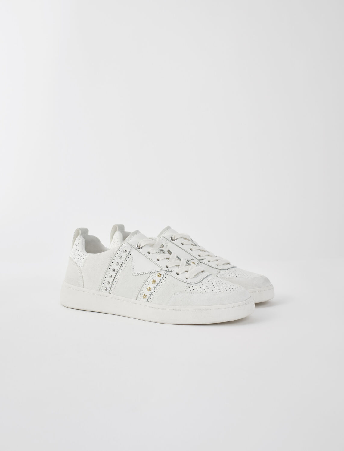 Studded white leather sneakers - Sneakers - MAJE