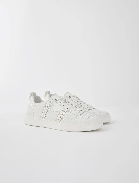 Studded white leather sneakers : Sneakers color White