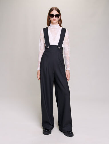 Wide-leg trousers with braces : Trousers & Jeans color Black