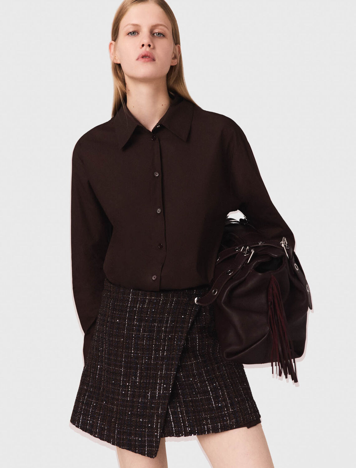 Two-in-one short dress : Dresses color brown