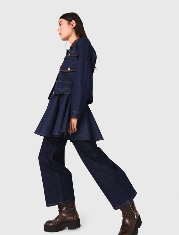 Denim jacket with faux leather - Blazers & Jackets - MAJE