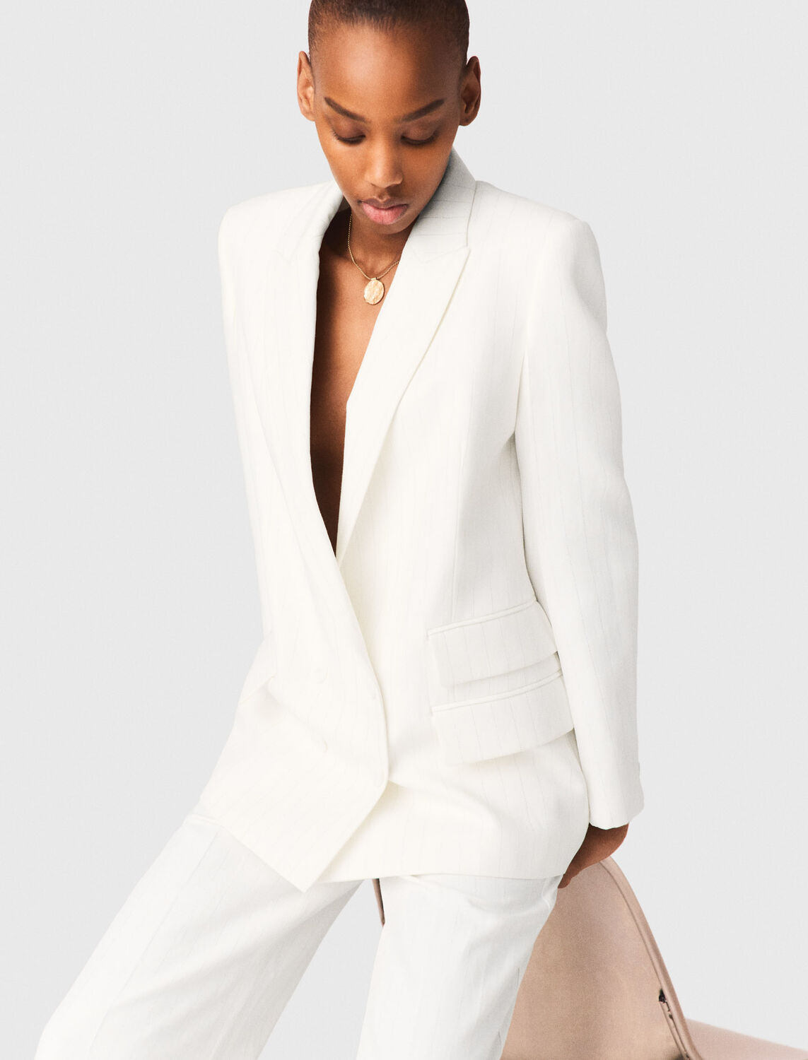 Double-breasted suit jacket : Blazers & Jackets color White