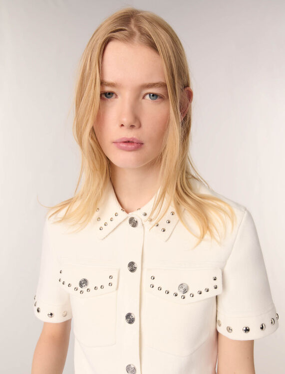 Studded cropped cardigan - Sweaters & Cardigans - MAJE