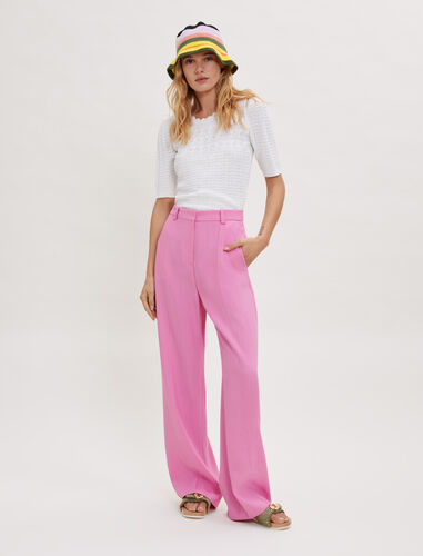 高腰直筒西装长裤 : Trousers & Jeans 顏色 粉色/