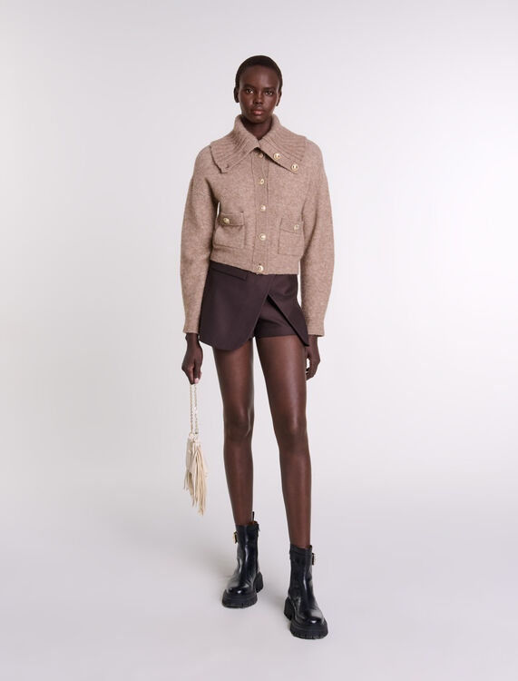Wool-blend cardigan : Fall-Winter Collection color Camel