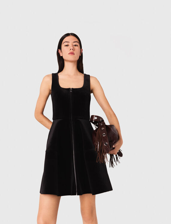 Short velvet skater dress - Dresses - MAJE