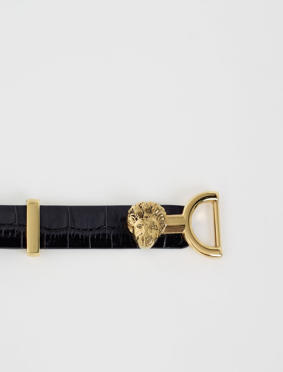 Thin leather belt with lion bit - All Gift Ideas - MAJE