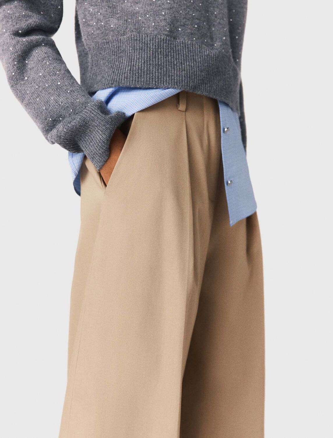 Cotton balloon trousers : Trousers & Jeans color mastic beige