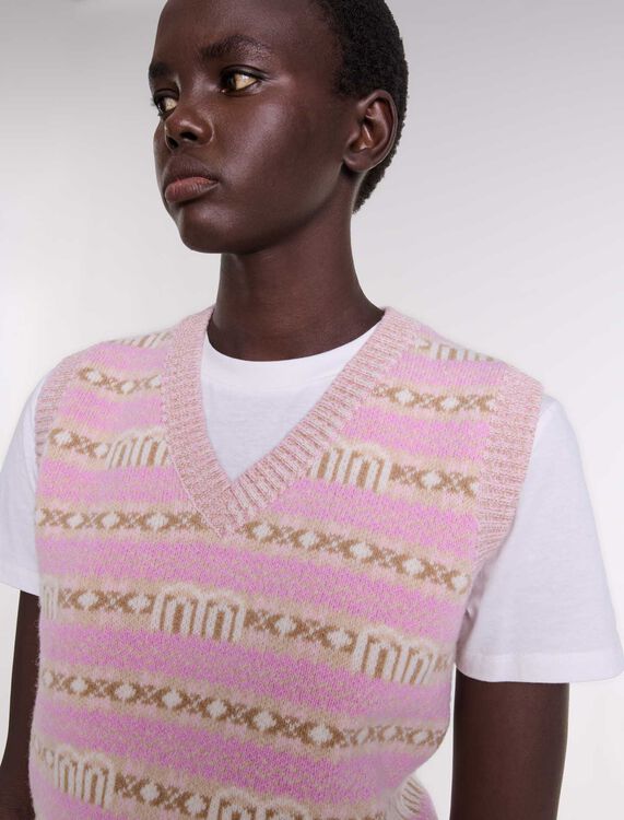 Sleeveless jacquard jumper - Fall-Winter Collection - MAJE