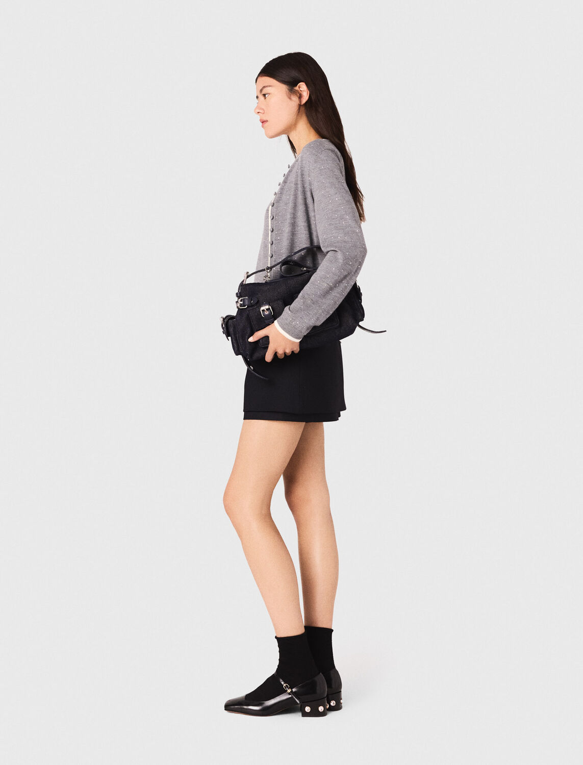 Knit cardigan with rhinestones - Sweaters & Cardigans - MAJE