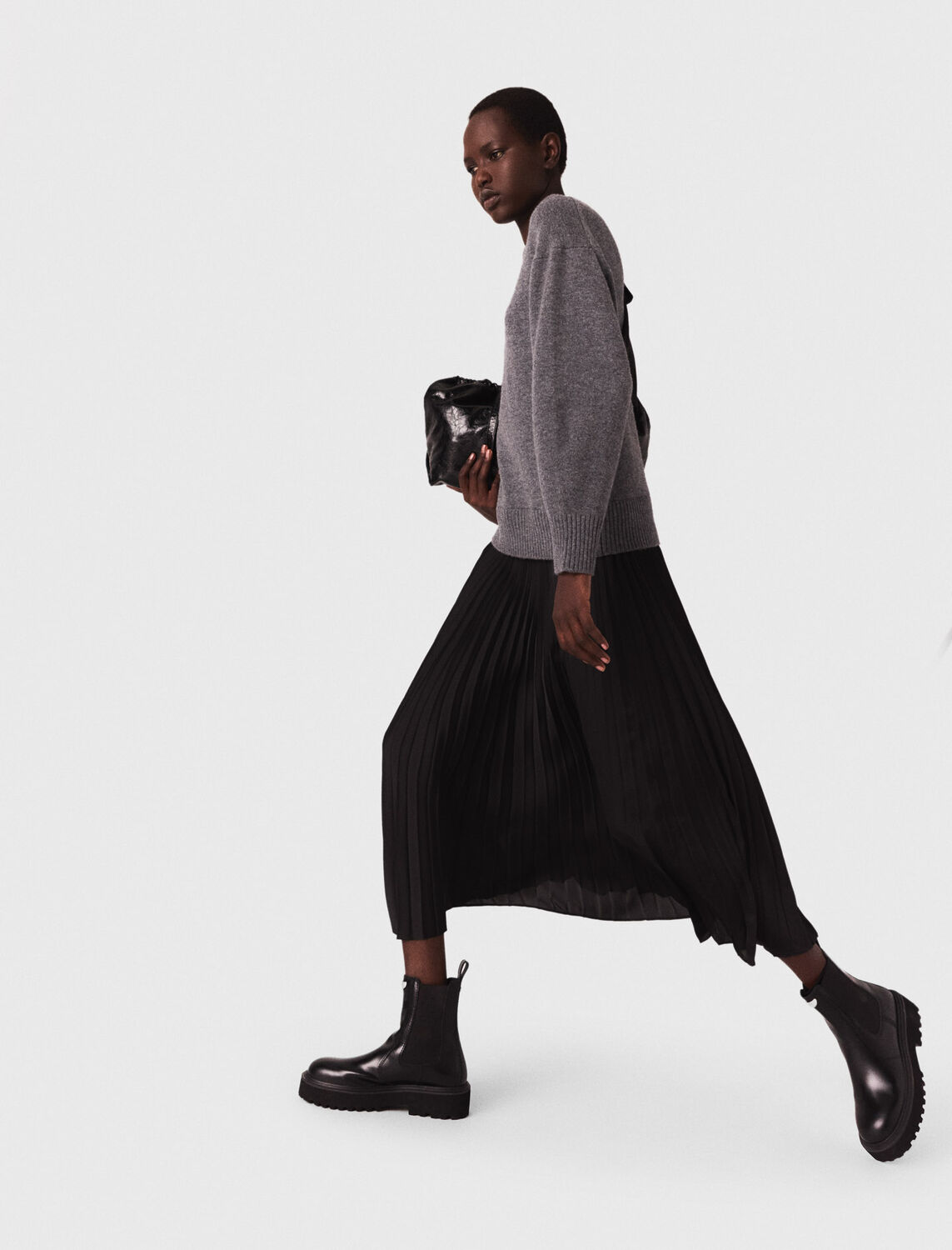 Dual-material maxi dress - Dresses - MAJE