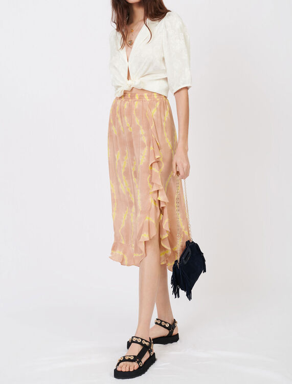 Tie dye print skirt with ruffles - Skirts & Shorts - MAJE